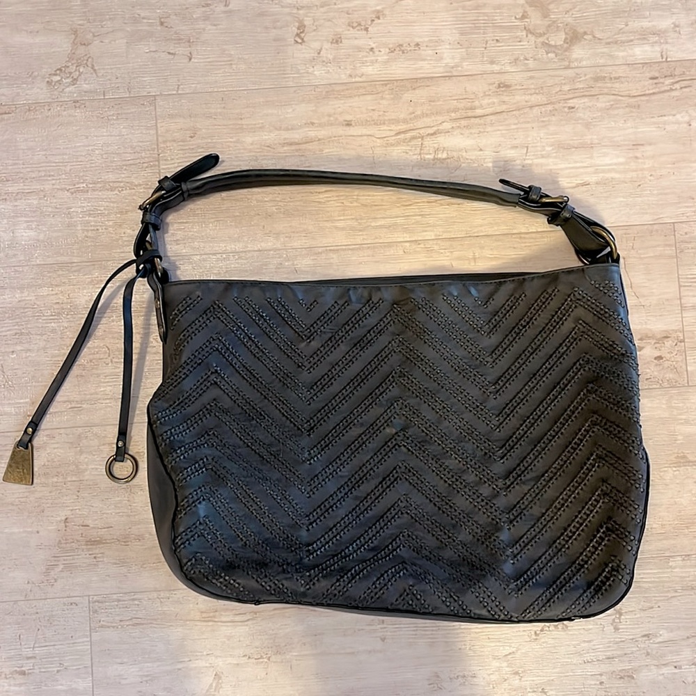 Black rivet leather handbag - Charcoal Grey